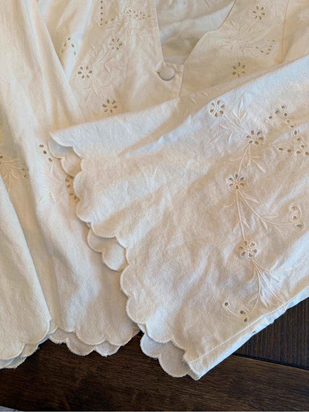 Free People Cream Eyelet Cropped Button Front Blouse - Picture 4 of 10